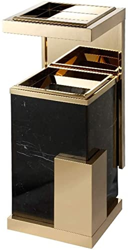 Cubo de Basura Cubo De Basura De Lujo De Acero Inoxidable De 12 L, Cubo De Basura De Mármol Con Cenicero, Cubo De Basura Grande Vertical for Exteriores En El Vestíbulo Del Hotel para Cocina y Hogar (