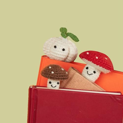 CharySim 3D Karikatur Gemüse Gehäkelt Lesezeichen Personalisierte Lustige Geburtstags Geschenke Weihnachtsstrumpffüller für Leser Lehrer und Buchliebhaber 3 Stück