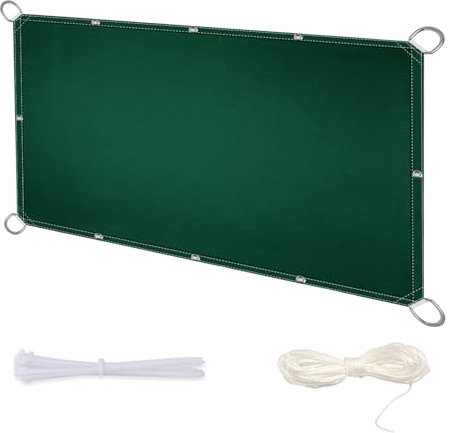 Balkon Sonnensegel 98% 1.6x3.5m Sonnenschirm für Balkon, Segeltuch Sonnenschutz Wetterschutz-Markise UV-Schutz für Terrasse Camping Outdo mit D-Ring und Kordel dunkelgrün