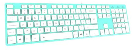 B.FRIENDIT Slim USB Wired Keyboard, Soft Touch and Quiet Key for PC, Laptop and Computer, Full Size QWERTY UK Layout - Green