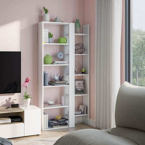 habeig Standregal Hochregal Bücherregal Aktenschrank Kommode Weiß Holz schwere Qualität (002261A)
