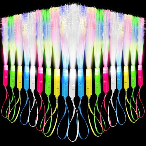 Lot de 45 baguettes lumineuses colorées clignotantes à LED en fibre optique 3 modes d'éclairage pour Halloween, mariage, Nouvel An, fête, bar, DJ