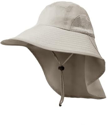 TOEECY Outdoor Sonnenhut Herren Damen mit Kinnband Faltbar Breite Krempe Bucket Hut Summer Cap mit Nackenschutz UPF 50+ UV Schutz für Hiking Safari Strand Wanderhut Anglerhut