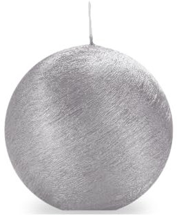 Bougies sphère artisanales métallisées, couleur argent, diamètre 10 cm