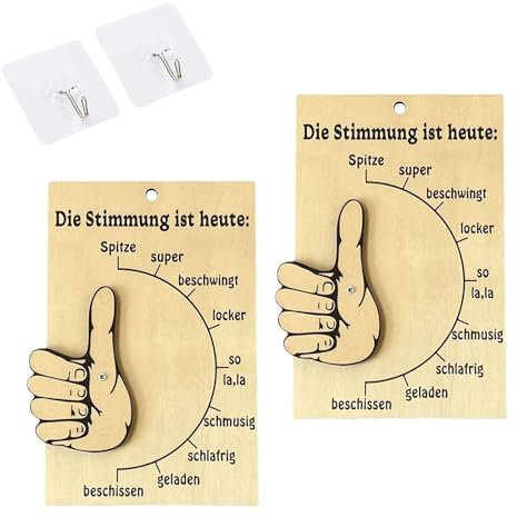 RICOKJRDE Lustige Stimmungsbarometer, Holztafel Mit Finger-Stimmungsbarometer, Kreatives Geschenk Für Zuhause Und Büro, Emotionale Interaktive Dekorationen (2PCS)
