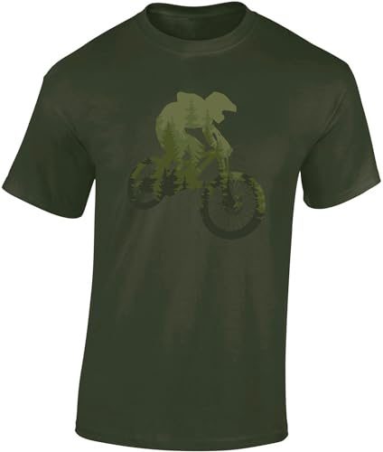 Baddery Fahrrad T-Shirt Herren : Forest Ride - MTB Mountainbike Shirt (Army 3XL)