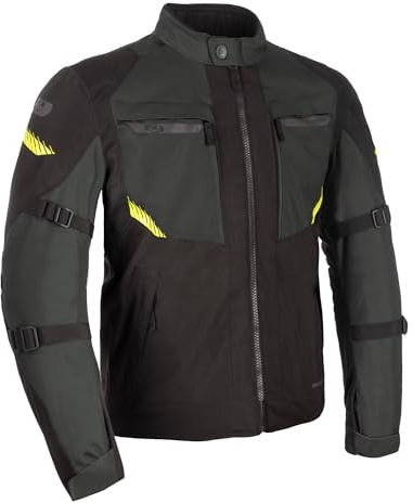 Oxford Men's Toronto 1.0 Dry2Dry Motorcycle Jacket, Black/Green/Fluo, XL