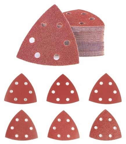 60 Fogli Carta Vetrata di Triangolari, Tamponi Abrasivi Cuscinetti a Mouse, Fogli Abrasivi a 6 Fori Gancio e Passante per Detail Palm Levigatrice,Carta Vetrata per Legno Grana 60/120/180/240/320/400