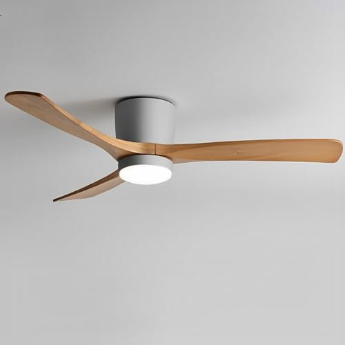 Pilanp Quiet Ceiling Fan with Light Nordic Indoor Ceiling Fan Light Remote 6 Gear Wind Speed Ceiling Fans 12W LED Ceiling Lights Fan Lighting Wooden Blades for Living Room Dining Room Bedroom
