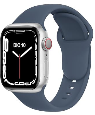 ELETTRONEO C1B Bracelet Sport pour Apple Watch Band Ultra 3 2 49mm, Series 11 10 46mm, 9 8 7 45mm 41mm, SE 6 5 4 44mm 40mm, 3 2 1 42mm 38mm Femme Homme Silicone,Bleu Abyssal