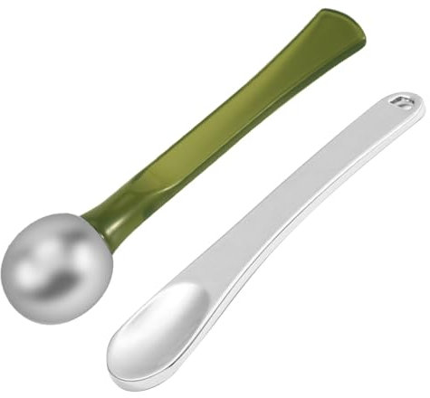 Lot de 2 applicateurs de crème contour des yeux et cuillère rouleau en métal pour crème contour des yeux spatule cosmétique portable pour massage du visage réduction poches et rides