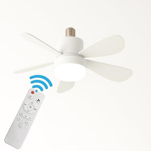 damastoreitalia Lampadina LED E27 con Ventilatore e Telecomando 19W + 9W, Dimmerabile, 3 Temperature Colore 3000K 4000K 6500K, 1000 Lumen, Attacco E27