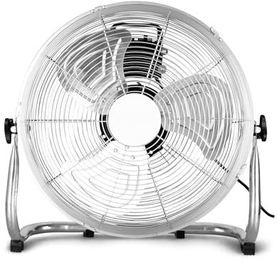Straame Floor Fan – Quiet Portable Steel Floor Fan with 3 Speeds, High Velocity & Ad-justable Head for Bedroom, Home & Gym – 1.8m Cable (12 Inch)