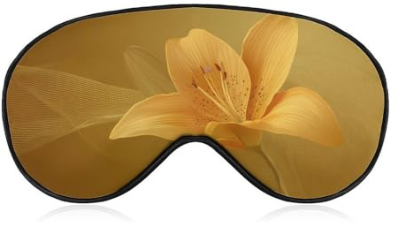 Schlafmaske, goldene Lilie, einfache Linien, Schlafmaske für Damen und Herren, verstellbarer Riemen, Augenbinde, Augenabdeckung für Reisen, Yoga, Nickerchen, Schichtarbeit