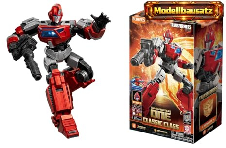 BLOKEES – Transformers Ironhide 19, Modellset für Kinder ab 12 Jahren, 12,3 cm Roboter mit Lichtfunktion, 20 bewegliche Elemente, Stecksystem ohne Kleber, Zubehör und Bonus Fahrzeug, Sammelmodell