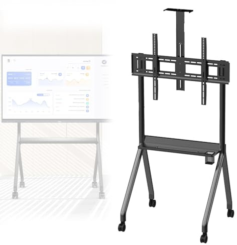 Smart Board Floor TV Stand with Lockable Wheels, Fits 42-75in TVs, for Home Leisure