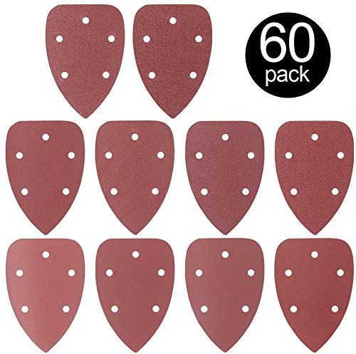 Rustark 60 pezzi di carta vetrata per dettagli del mouse per velcro, diversi tipi 40/60/80/100/120/180/240/320/400/800 per mouse, set di fogli abrasivi, ganci e loop