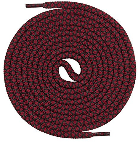 Mount Swiss runde Premium-Schnürsenkel für Arbeitsschuhe Wanderschuhe und Trekkingschuhe - 100% Polyester - extrem reißfest - ø 5 mm - Farbe Weinrot-Schwarz Länge 130cm