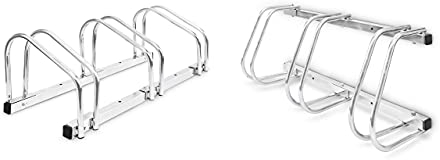 Relaxdays 2 x 3er Fahrradständer im Set, Mehrfachständer für je 3 Fahrräder, zur Boden- und Wandmontage, HBT 26 x 73 x 32 cm, Silber