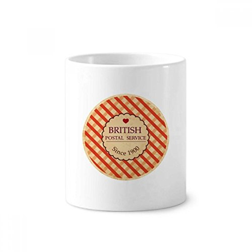 Checked UK London Britian Stamp Ceramic Toothbrush Pen Holder Mug White Cup 350ml Gift
