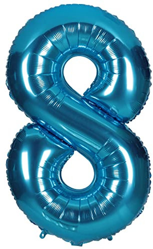 40 Zoll 0 to 9 in Blau Nummer Folienballon Helium Zahlenballon Luftballon Riesenzahl Party Hochzeit Kindergeburtstag Geburtstag Nummer 8