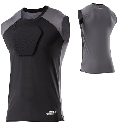 McDavid Chest Protector, HEX Baseball Chest Protector. Heart Guard Sternum Protection Compression Shirts, Padded Football Shirt for Lacrosse, Softball, Paintball, Rugby & More, Black, Adult L
