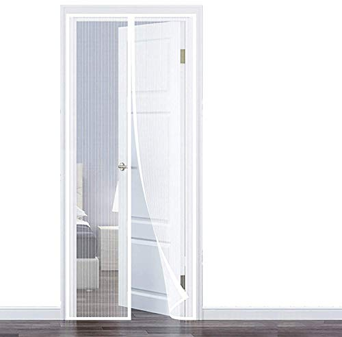 AMZERO Fliegengitter Balkontür, 110x250cm Fliegennetz Insektenschutz Ohne Bohren für Balkontür Terrassentür Wohnzimmer, Weiß