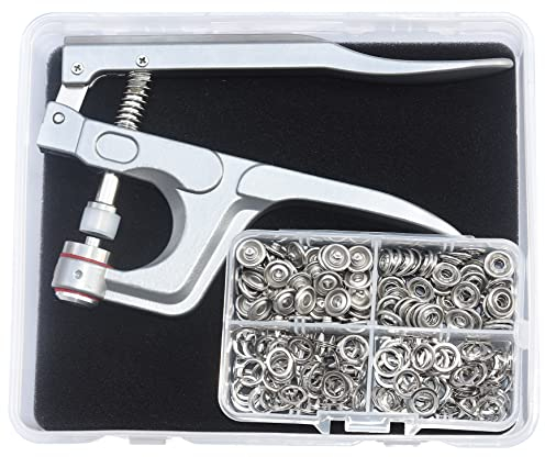 Druckknopf mit Zange Metall Jersey Druckknöpfe Φ10mm, Nähfrei Buttons Hohle Feste Knöpfe Prong Schnalle Kam Snaps für DIY Kleidung Taschen