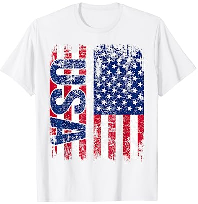 AMERIKA USA Flagge | Damen Herren Kinder | weiß USA T-Shirt