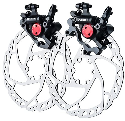 RUJOI Bike Disc Brake Kit, Cable Type Hydraulic Disc Brake set with Aluminum Oil pressure Caliper,2 pcs 160mm Rotor, 1 Pad Adjuster for Road Bike, Mountain Bike.
