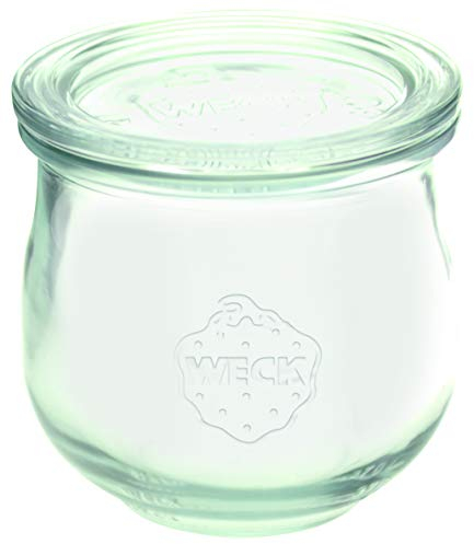 WECK Gläser Tulpenform #746 370 ml (6 Stück, inkl. Klammern + Gummis, Deckel ø 80 mm, Einmachgläser, Dessertgläser, Marmeladengläser) 58309, Durchsichtig