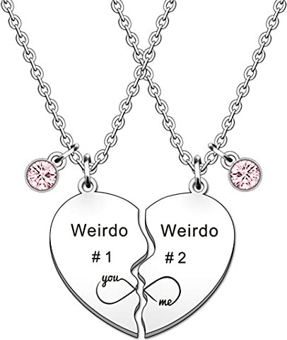 SMARGO 2 Pcs Weirdo 1 And Weirdo 2 Best Friend Puzzle Heart Necklaces For Girls Women Birthday Christmas Graduation Friendship Jewellery Gifts