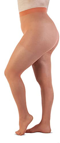 LEELA LAB Collant Curvy Taille Haute Voile 30 Deniers - Made in Italy (Light orange, 7)