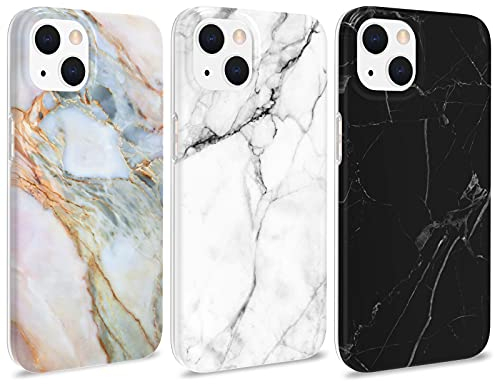Yiscase Marmor Hülle Kompatibel mit iPhone 13 Mini Hülle Silikon Matt, [3 Stück] Weich TPU Handyhülle Ultra Dünn Flexible Marble Case für iPhone 13 Mini, 5.4''(2021) - Weiß, Schwarz,Grau