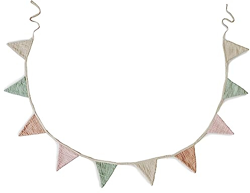 Mushie Girlande, Unisex, Wimpelkette für Kinder- & Babyzimmer | Girlande Kinderzimmer Deko | Wimpelgirlande 100% Bio-Baumwolle | angenehm weich & verspielt