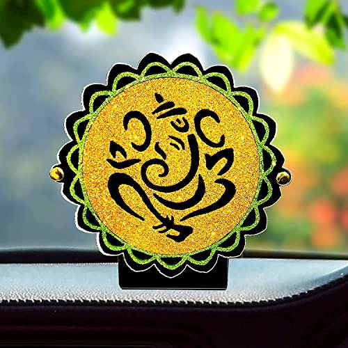 Glitzernde Ganesha-Auto-Armaturenbrett-Idol, glitzernd, dekorativ, spirituelle Handwerkskunst, Puja Vastu, religiöser Murti Pooja, Geschenkartikel, Tempel, Heimdekoration
