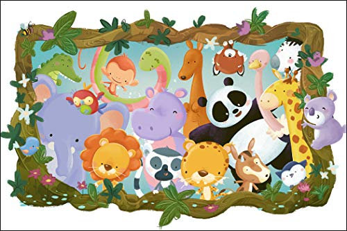 Muralo Vinyl Glatte FOTOTAPETE Kinderzimmer Dschungel Tiere Tapete Wandtapeten 208 x 146 Spielzimmer Kinderstube Moderne Wandbilder XXL Wand Dekoration Br. 208 cm x Hö. 146 cm