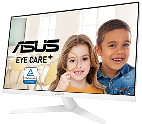 ASUS VY279HE-W 27” 1080P Monitor - White, Full HD, 75Hz, IPS, Adaptive-Sync/FreeSync, Eye Care Plus, Color Augmentation, Rest Reminder, HDMI, VGA, Frameless, VESA Wall Mountable
