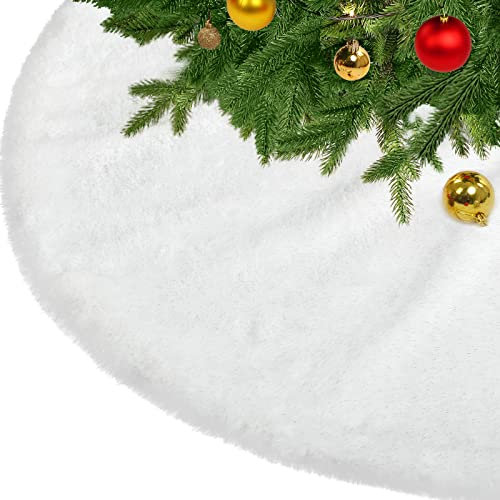 KONVINIT Weihnachtsbaumdecke Weiß Plüsch Christmasbaumdecke Glitzer Kunstfell Weihnachtsbaumteppich Rund Weihnachtsbaum Rock Tannenbaum Decke,78cm/90cm/122cm