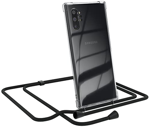 EAZY CASE Handykette kompatibel mit Samsung Galaxy Note 10 Plus Handyhülle mit Umhängeband, Handykordel mit Schutzhülle, Silikonhülle, Hülle, Stylische Kette, Schwarz - Clips Schwarz