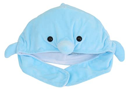 Plüsch-Delfin-Mütze, Halloween-Tierform, Cosplay-Kostüm-Hut, Winter-Thermalblau-Delfin-Plüsch-Mütze A