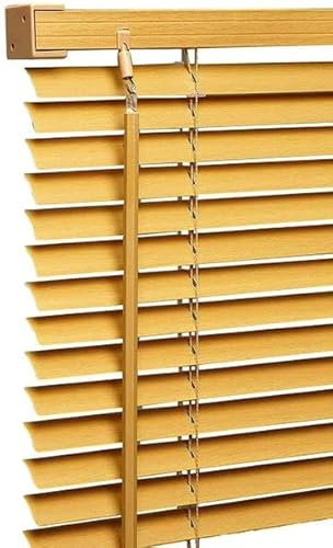 Ruby Deals PVC Venetian Blind Blinds Window 25mm Thin Slats Kitchen Windows Blinds Treatments Easy Fit Curtains Trimmable Fittings Home Office (Teak Wood Grain Effect, W90cm x L150cm)