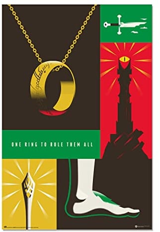 Grupo Erik Poster Der Herr der Ringe 100. Jubiläum WB Kunstdruck - Deko Wohnzimmer oder Deko Schlafzimmer - Deko Zimmer - Größe 61 x 91 - Offizielle Der Herr der Ringe Fanartikel