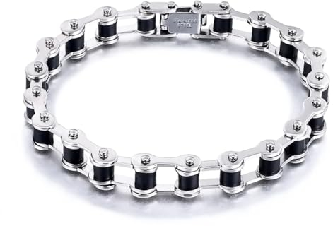 Gionatan Shop Edelstahl Fahrradkette Armband für Männer Frauen Motorrad Fahrrad Silber Farbe Armreif