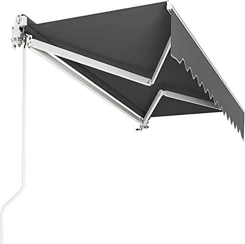 Toldo retráctil de Brazo articulado, 300 x 250 cm, Anti Rayos Ultravioleta, Incluye Soporte de Pared, manivela Manual, Resistente al Agua, Aluminio/poliéster, para Exteriores, terraza, balcón, Gris