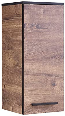 Pelipal Badezimmer Hängeschrank Quickset 374 in Eiche Ribbeck quer Nachbildung, 30 cm breit | Bad Wandschrank mit 1 Tür und 2 Einlegeböden