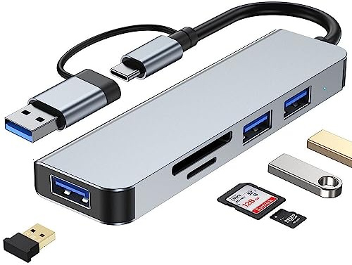 VIENON USB C Hub, Aluminum USB 3.0 Hub with SD/TF Card Reader, 5 in 1 USB Data Hub USB Splitter for MacBook, PC, Laptops, Printer,Surface Pro, USB Flash Drives and More