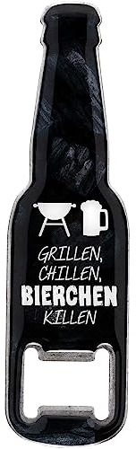 GRUSS & CO Flaschenöffner Motiv Grillen, chillen, Bierchen killen | lustige Flaschenöffner mit Magnet | Männergeschenk, Partygeschenk | 48593