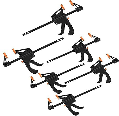 NTEK Clamps for Woodwork | Clamps Set, Quick Grip and Ratchet Release | Ideal Wood Clamp for Woodworking | Quick Clamp Heavy-Duty Bar Clamps Set for Woodworking One-Handed Clamp (Pack of 6)