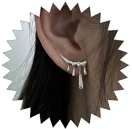Dervivea Punk Silber Ohrringe Tropfen Metall Tropfen Ohrringe Boho Lava Tropfen Ohrringe Tropfen Statement Ohrringe Schmuck Für Frauen Und Mädchen